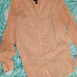 Women's Gap long sleeve peach thin cotton blouse shirt Size M